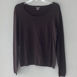 Classic Long Sleeve Brown Ann Taylor Silk Top S